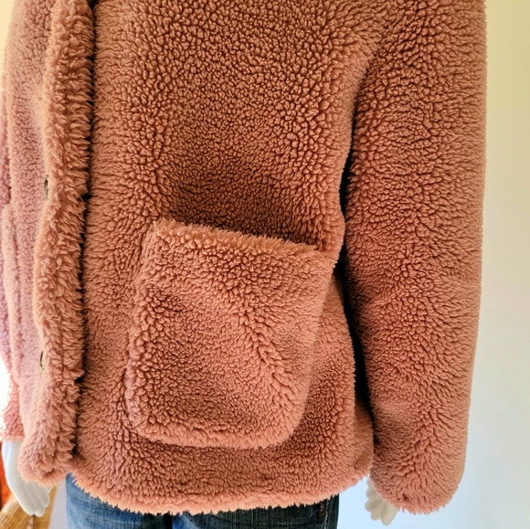 Zara Woman Outerwear Autumn/Winter Pink Faux Fur Teddy Jacket Coat Size L - Picture 4 of 11